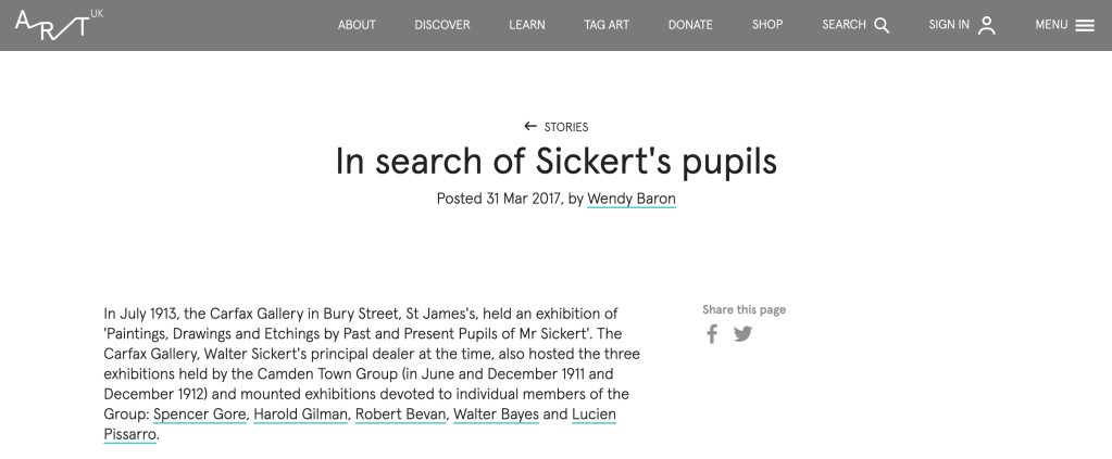 In search of Walter Sickert’s pupils